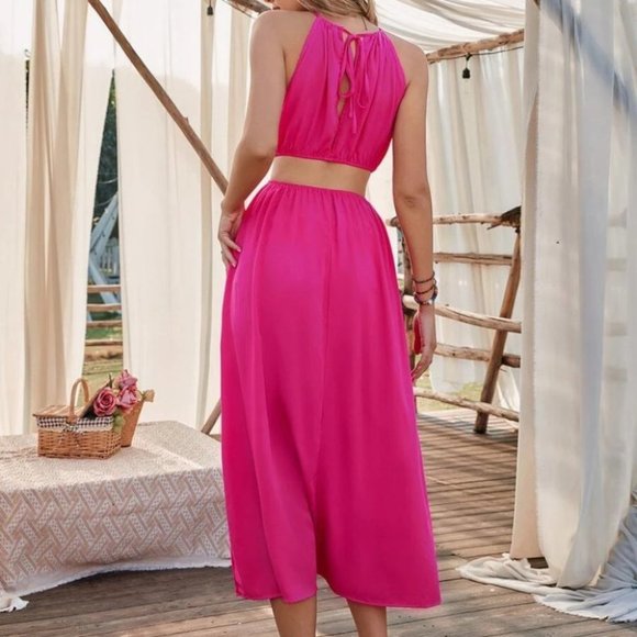 Boho Maxi Dress Hot Pink - Picture 2 of 8